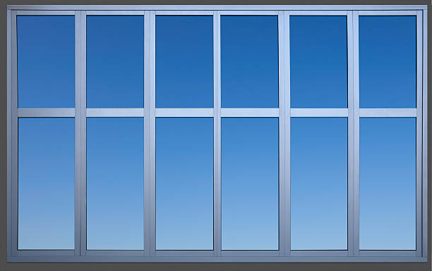 quadro de janela de metal com painéis de escritório com traçado de recorte - window frame window isolated clipping path - fotografias e filmes do acervo