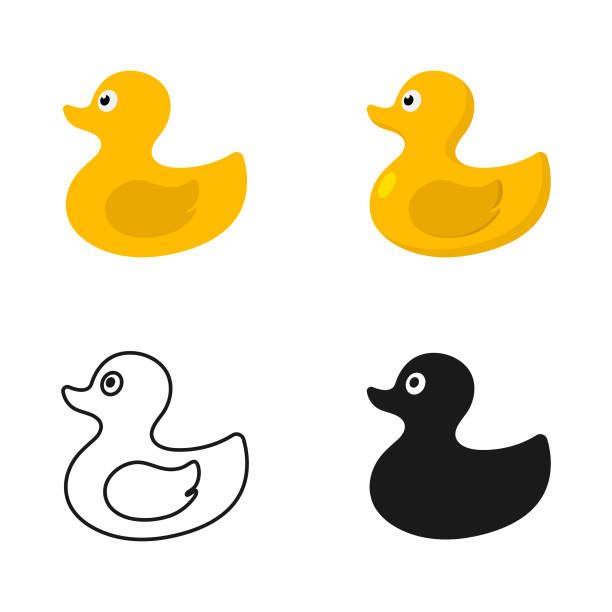 набор значков игрушки-утки с векторным дизайном на белом фоне. - rubber duck stock illustrations