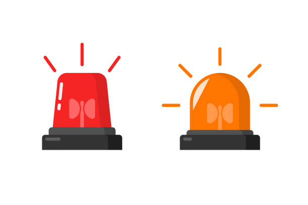 illustrations, cliparts, dessins animés et icônes de jeu de lumière de sirène d’urgence. - alarme