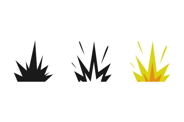 ilustraciones, imágenes clip art, dibujos animados e iconos de stock de conjunto de iconos de explosión. - choque