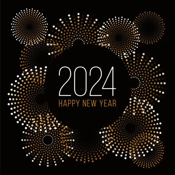 Vector illustration of 2024 - Happy New Year Background with Fireworks.