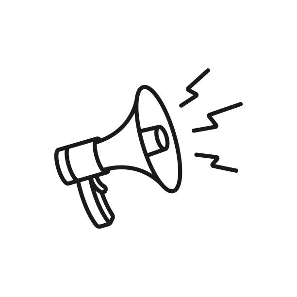 ikon baris megaphone. - megafon ilustrasi stok