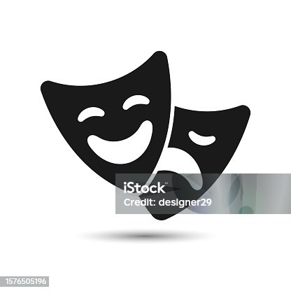 istock Theater Mask Icon. Comedy and Tragedy Masks Vector Design on White Background. 1576505196