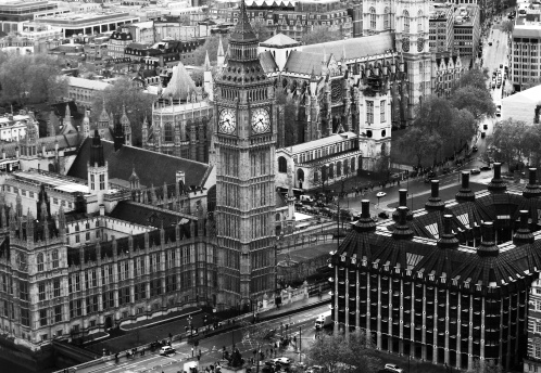 Big Ben in London, black and white
