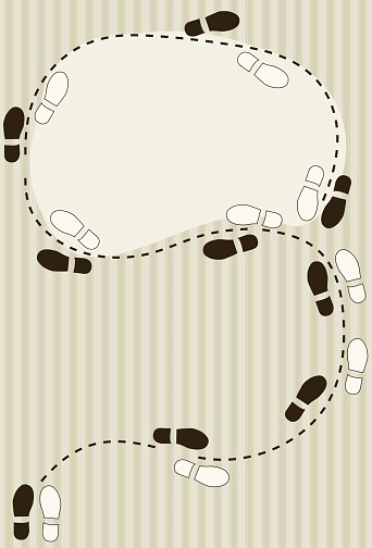 Dancing footstep diagram background with copy space. Footsteps, copy space bubble and background are on separate layers. Extra folder includes Illustrator CS2 AI and PDf files.