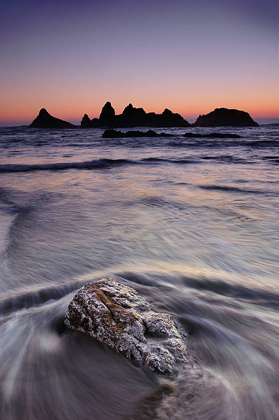 Seal rock, Oregon Coast at Sunset stock photo