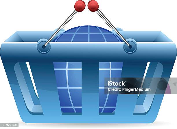 Cesto De Compras Com Terra - Arte vetorial de stock e mais imagens de Atividade Comercial - Atividade Comercial, Carregar, Carrinho de Compras