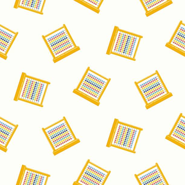 istock Seamless pattern of hand drawn colourful wooden abacus on isolated background 1576536408