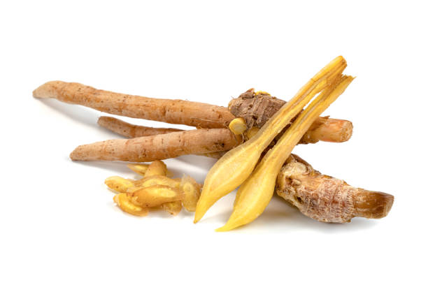 istock finger root or Chinese's Ginger sliced isolated on the white background. 1576547560