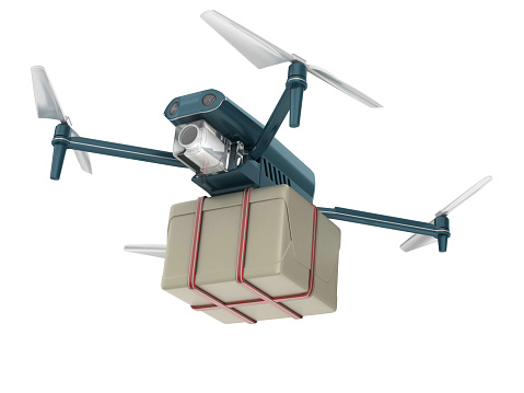 3d render. Delivery drone isolated on white background.