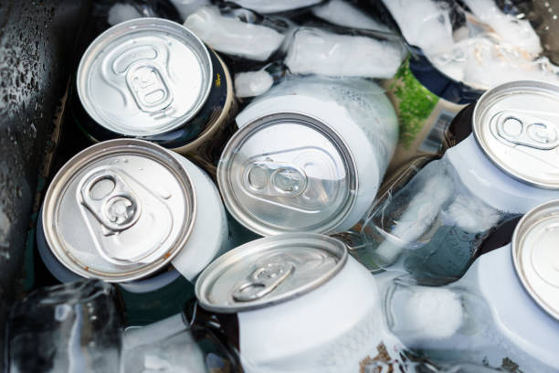istock Aluminum can of carbonated soft drink in a container with ice 1576627346