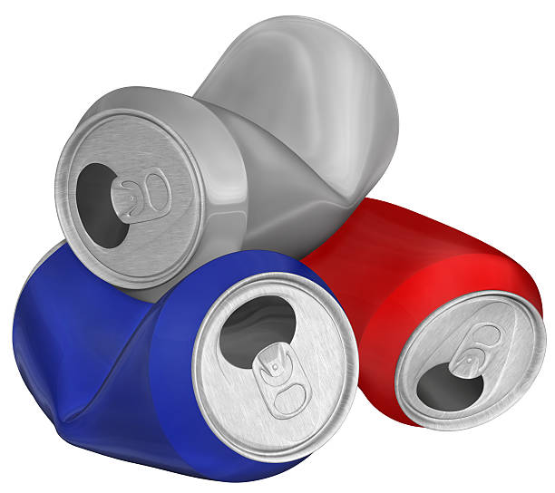 Three-dimensional image of crumpled aluminum cans.