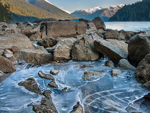 Cheakamus Lake Ice Along Shore stock photo