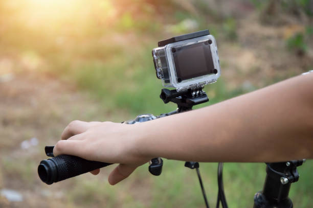 istock A digital camera mounted on the handlebars of a mountain bike. 1576687427
