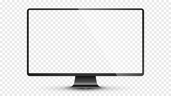 Computer monitor display with empty screen isolated on transparent background. Stock royalty free.