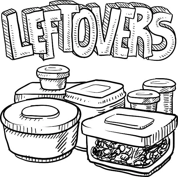 Vector illustration of Holiday leftovers food sketch