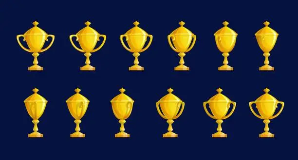 Vector illustration of Golden trophy cup sequence, animation sprite sheet