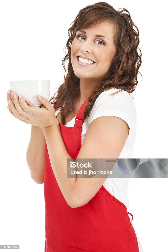 Felice Barista tenendo una tazza da caffè - Foto stock royalty-free di Barista