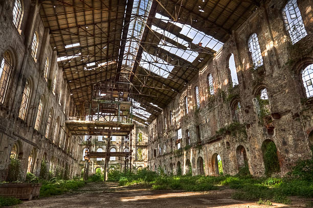 istock Abandoned Old Ruined Factory Horizontal Shot 157672174