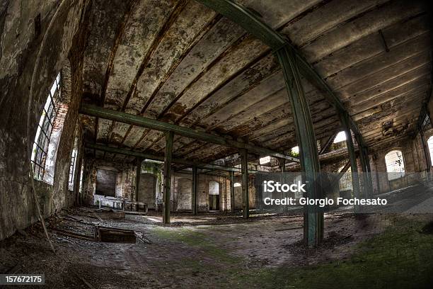 Foto de Fábrica Vazio Quarto Olho De Peixe e mais fotos de stock de Abandonado - Abandonado, Acabado, Antigo