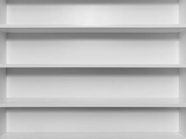 空の白い木製のブックシェルフ - shelf bookshelf empty box ストックフォトと画像