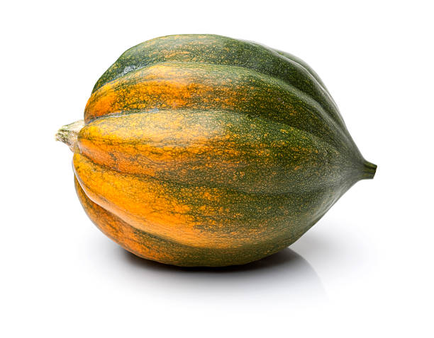 Acorn Squash Isolated on White A homegrown acorn squash on a white background. acorn squash stock pictures, royalty-free photos & images