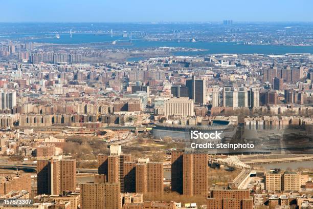 Aerial View Of The Bronx New York Two Yankee Stadiums Stock Photo - Download Image Now