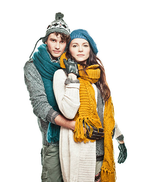 Young couple in winter clothes