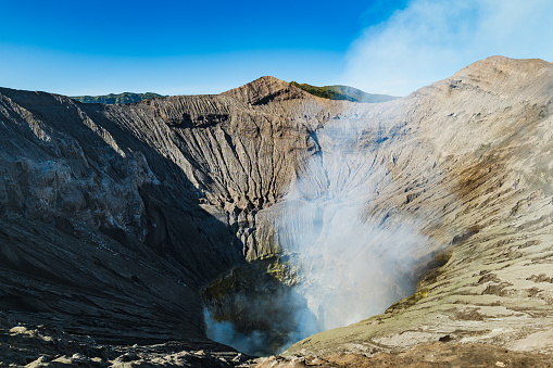 Mount Bromo volcano crater, the magnificent view of Mt. Bromo, located in Bromo Tengger Semeru National Park, East Java, Indonesia