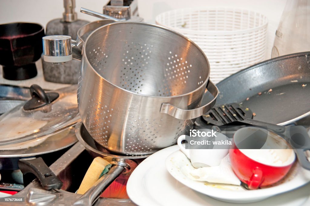 dish in sink  Heap Stock Photo