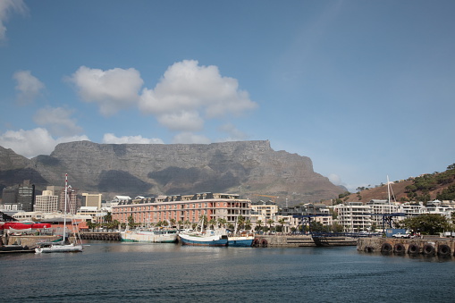 Victoria and Alfred Waterfront, South Africa. The background is table mountain.