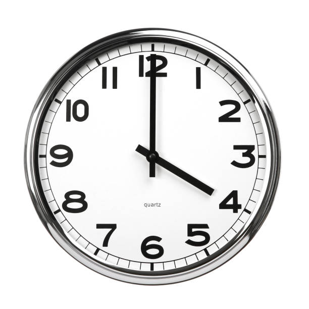 Isolated picture of a clock pointing at 4 o' clock