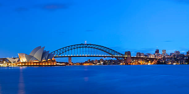 istock Harbour Bridge and Sydney skyline, Australia at night 157674247