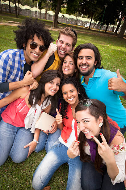 istock Multi-ethnics group of young students at the university campus 157674416