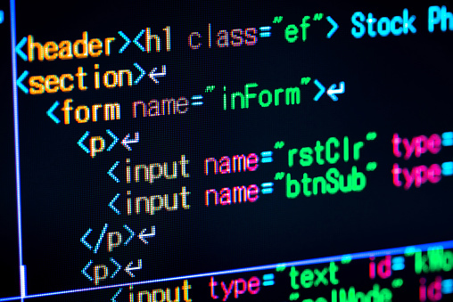 Image material of web system development, HTML coding, markup language