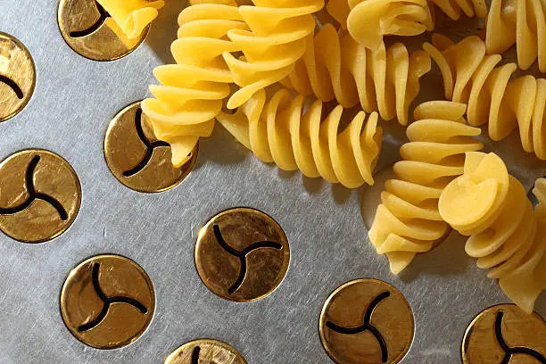 Photo of Fusilli on the extruder
