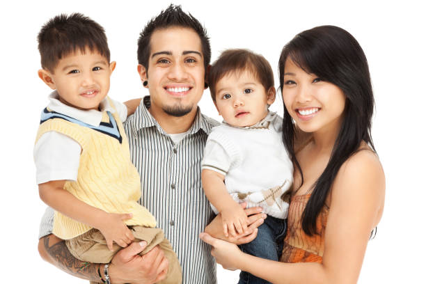 istock Family of Four on White 157675228