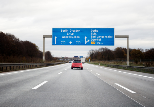 Hannover, Germany - October 16, 2022. Bundesautobahn 2 is a German Autobahn connecting the Ruhr area to the west with Berlin,
