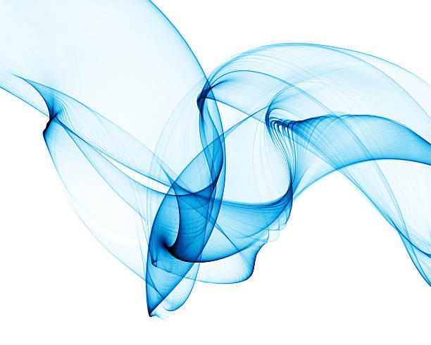 smooth abstract blue smoke-like curves stock photo