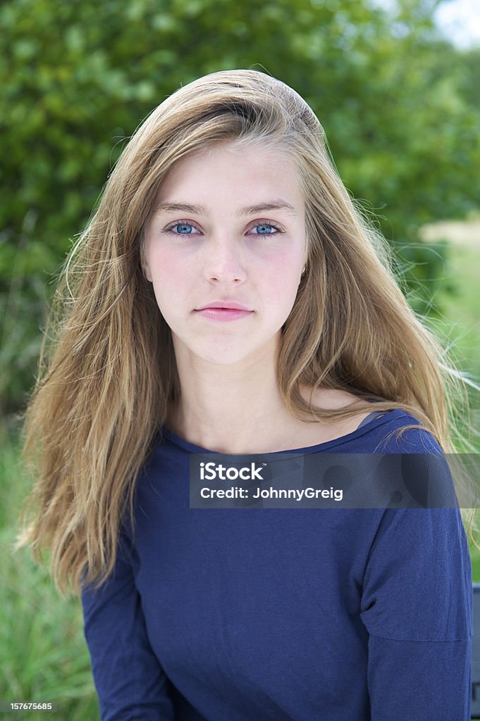 Teenage girl with beautiful skin  Blue Eyes Stock Photo