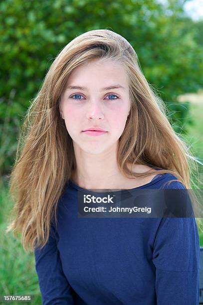 Teenage Girl With Beautiful Skin Stock Photo - Download Image Now - Blue Eyes, Teenage Girls, 14-15 Years