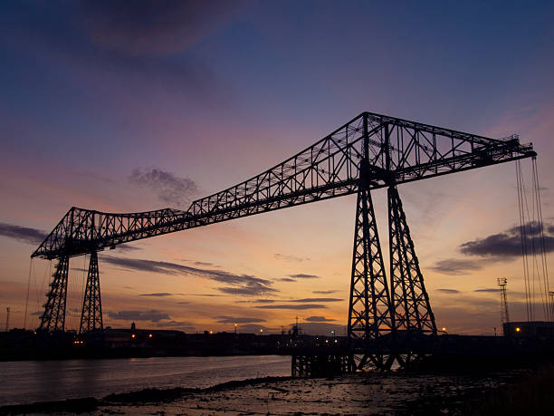 The Transporter Bridge, Teesside, at sunset  teesside northeast england stock pictures, royalty-free photos & images