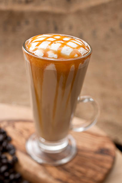 istock Flavoured Latte topped with a caramel lattice. 157676205
