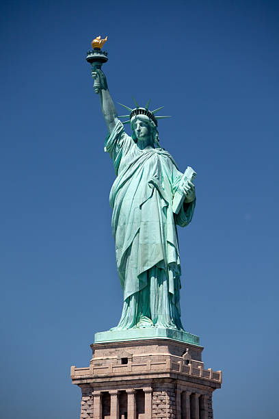 Full view of Liberty Statue stock photo