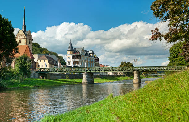 istock city Gera, Germany. church and bridge in district Untermhaus 157676719