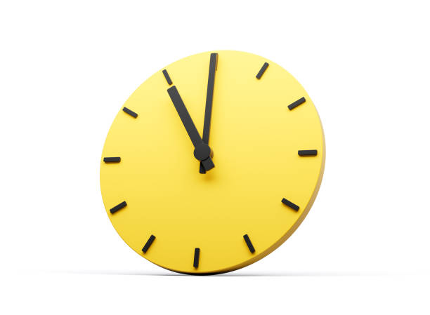 istock 3d Simple Yellow Round Wall Clock 11 O'Clock Eleven O'clock On White Background 3d illustration 1576768916