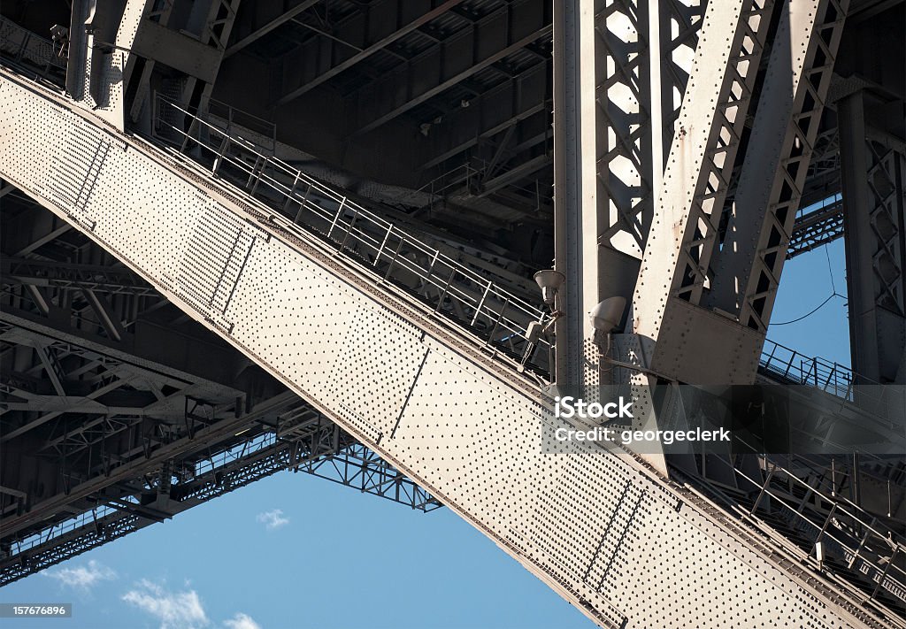 Engineered for Strength Detail of the steel structure which supports the Sydney Harbour Bridge. Stability Stock Photo