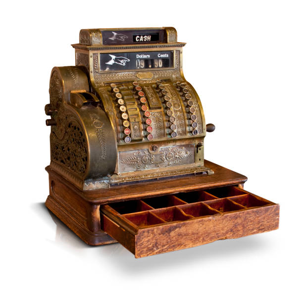 Old-time cash register ,isolated on white background
