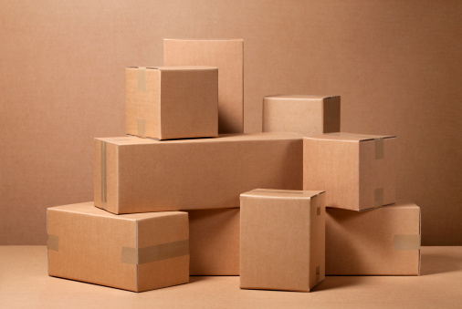 Cardboard boxes. 