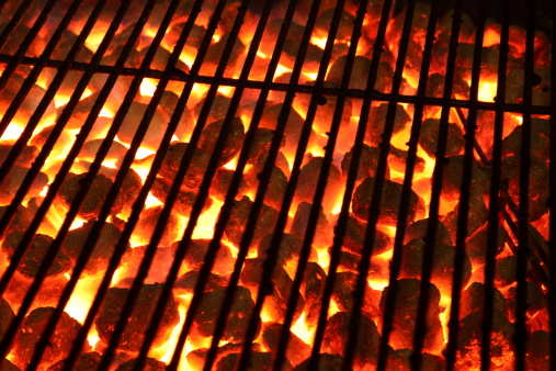 Glowing burning hot barbecue charcoal Grill